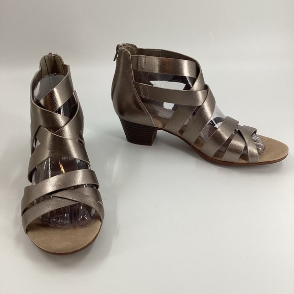 Clarks Collection Valarie Dream Heeled Sandals Pewter Size 10M New 545 - Picture 1 of 12